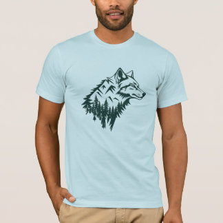 Wolf-Gebirge Minimalistische Kunst T-Shirt