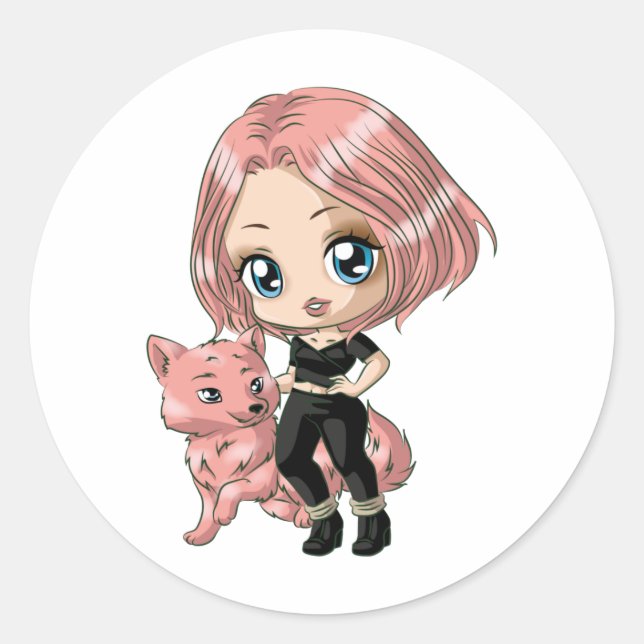 Wolf Geboren Chibi Stickers (Vorderseite)