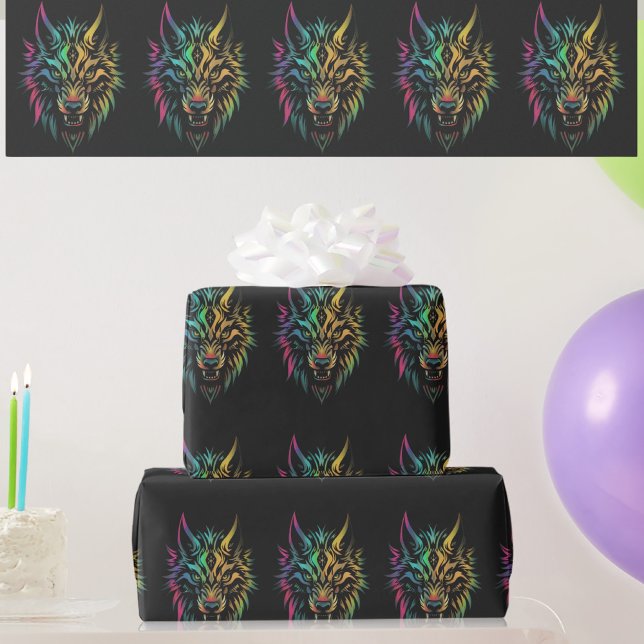 Wolf Geist Fenrir Wölfe Gesicht Geschenkverpackung Geschenkpapier (Von Creator hochgeladen)