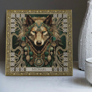 Wolf-Geist-Tier Carpetpunk-Altarbild Happycore Fliese
