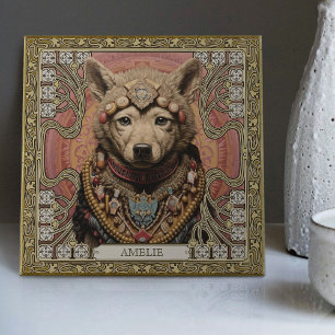 Wolf-Geist-Tier Carpetpunk-Altarbild Happycore Fliese