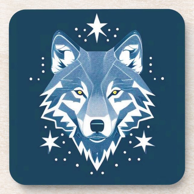 Wolf Geometric Illustration Getränkeuntersetzer (Vorderseite)