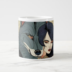 Wolf Geschenk Frau Jugendstil Russland Ornament Jumbo-Tasse
