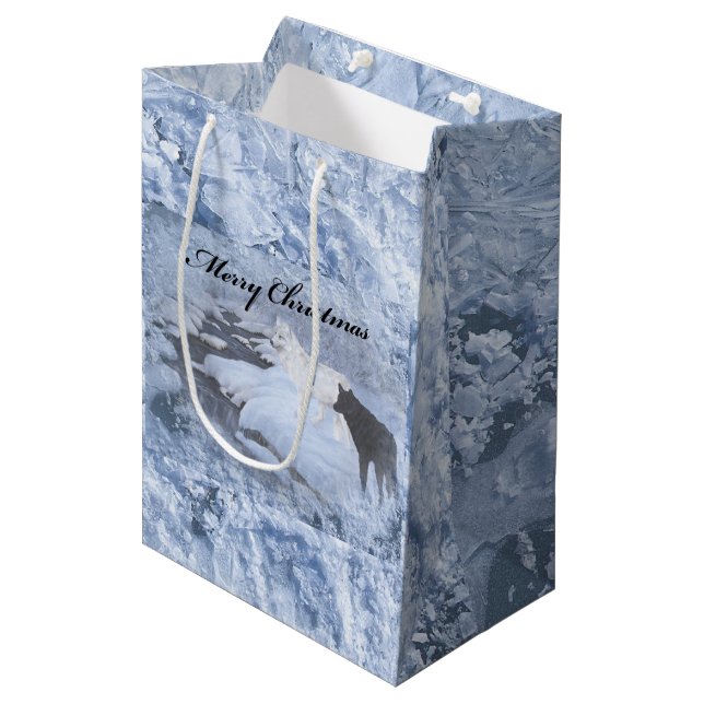 Wolf-Geschenk-Tasche - Medium, Matt Mittlere Geschenktüte (Vorderseite Schrägansicht)