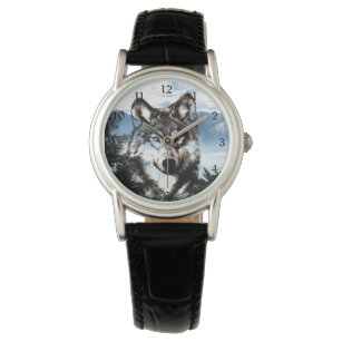 Wolf-Gesicht Armbanduhr