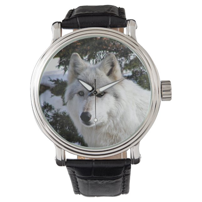 Wolf-Gesicht Armbanduhr (Vorderseite)