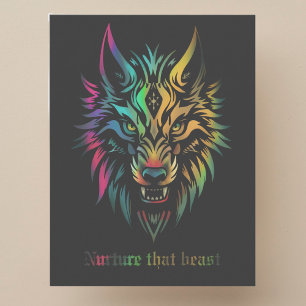 Wolf Gesicht bunten Airbrush-Urtur, die Bestie Postkarte