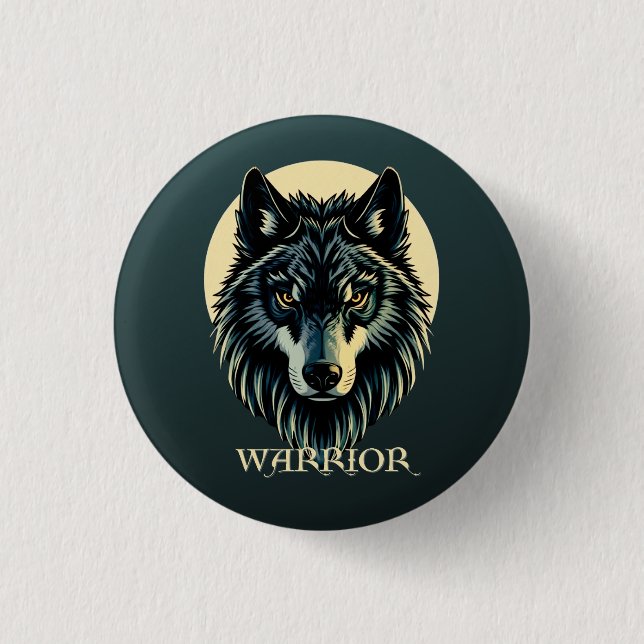 Wolf Gesicht Fenrir Stammeskrieger keine Angst Fen Button (Vorderseite)