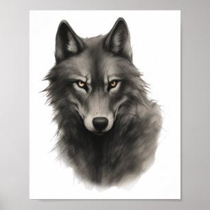 Wolf-Gesichtsaufkleber Poster
