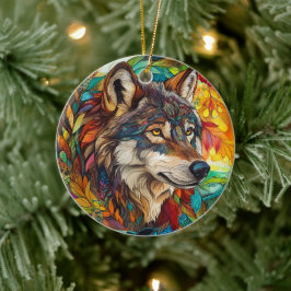 Wolf gesteinigt Glas Weihnachtsbaum Dekorationen Keramik Ornament
