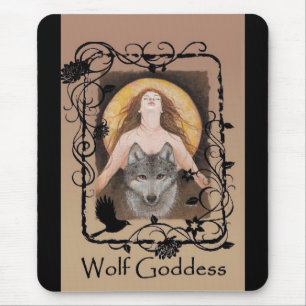 Wolf-Göttin Mousepad durch Lori Karels