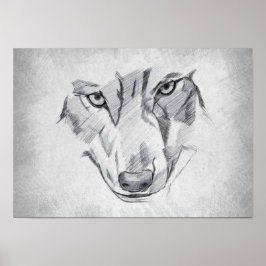 Wolf - Grafische Zeichnung Poster