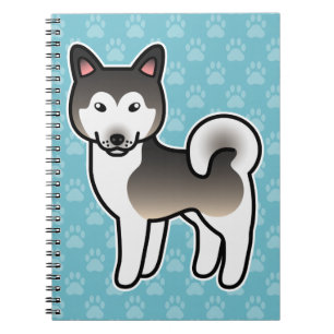 Wolf-Grau Alaskan Malamute Hund Illustration Notizblock
