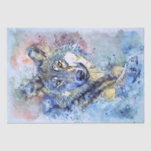 Wolf Gray Hunter Watercolor Seidenpapier