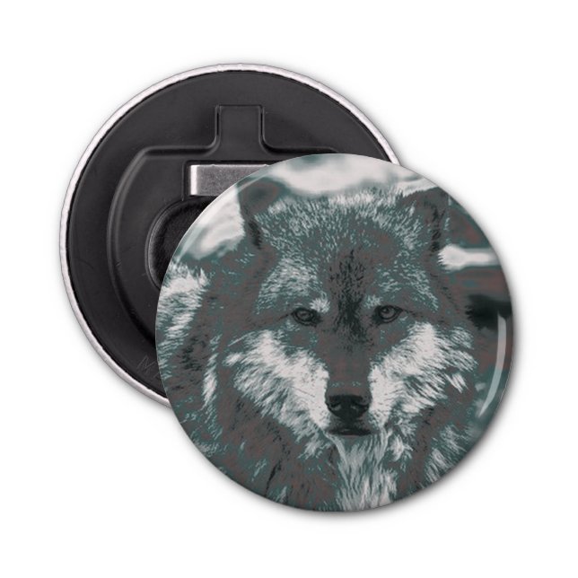 Wolf, Grün Flaschenöffner (Vorderseite)