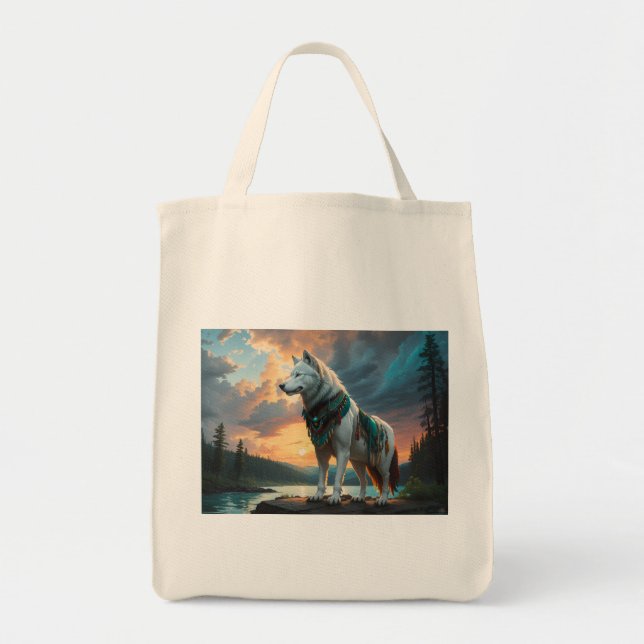Wolf Guardian Tote Bag Tragetasche (Vorne)