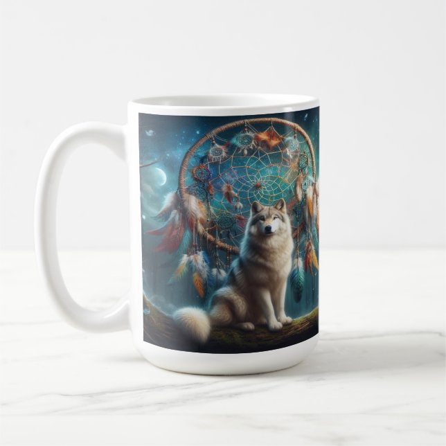 Wolf Guarding a Riant Dreamcatcher Kaffeetasse (Links)