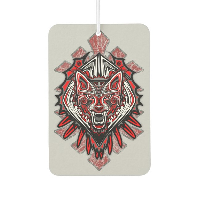 Wolf-Haida-Stammes-Totem-Design Autolufterfrischer (Vorderseite)