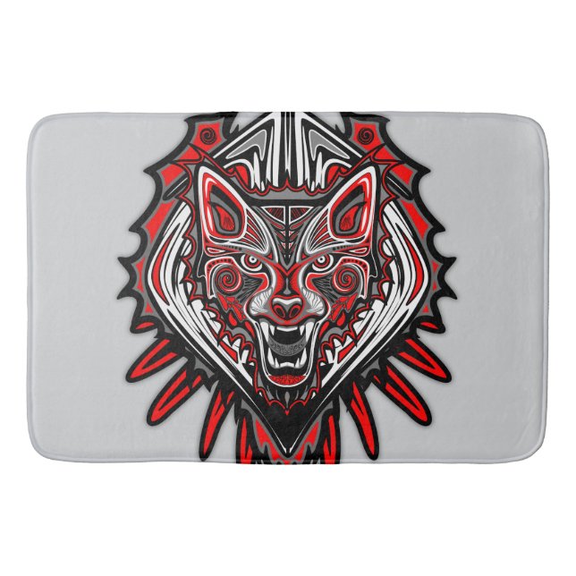 Wolf-Haida-Stammes-Totem-Design Badematte (Vorderseite)