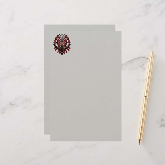 Wolf-Haida-Stammes-Totem-Design Briefpapier (Vorderseite/Rückseite Beispiel)