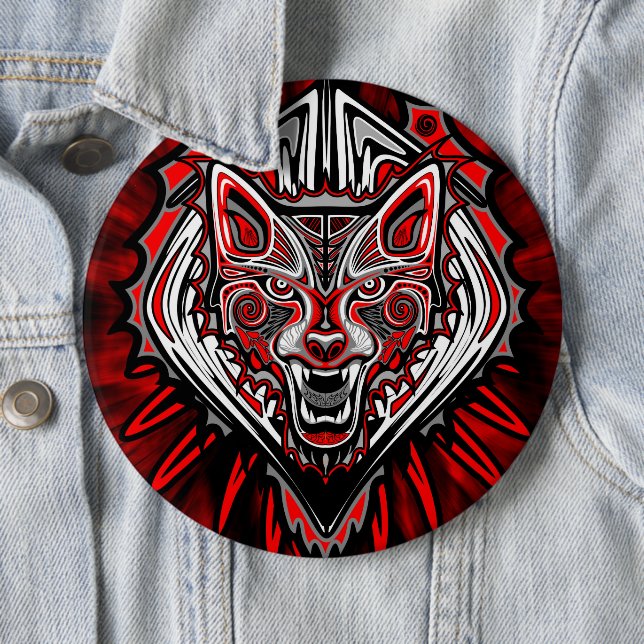 Wolf Haida-Stammes-Totem-Design Button (Beispiel)