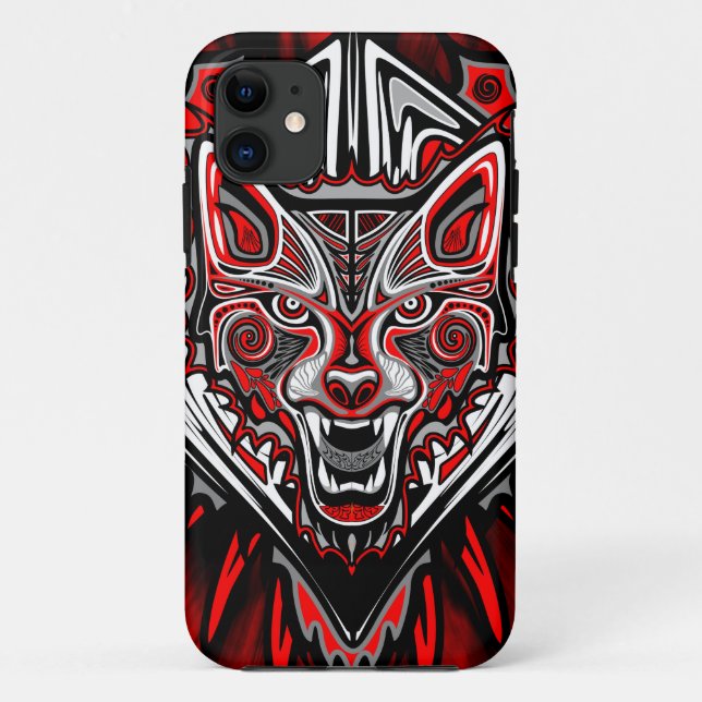 Wolf-Haida-Stammes-Totem-Design Case-Mate iPhone Hülle (Rückseite)