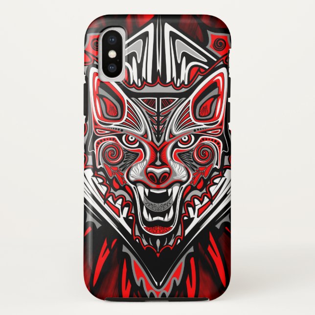 Wolf Haida-Stammes-Totem-Design Case-Mate iPhone Hülle (Rückseite)