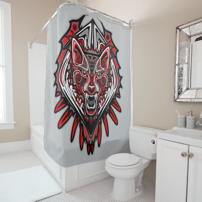 Wolf-Haida-Stammes-Totem-Design Duschvorhang (Beispiel)