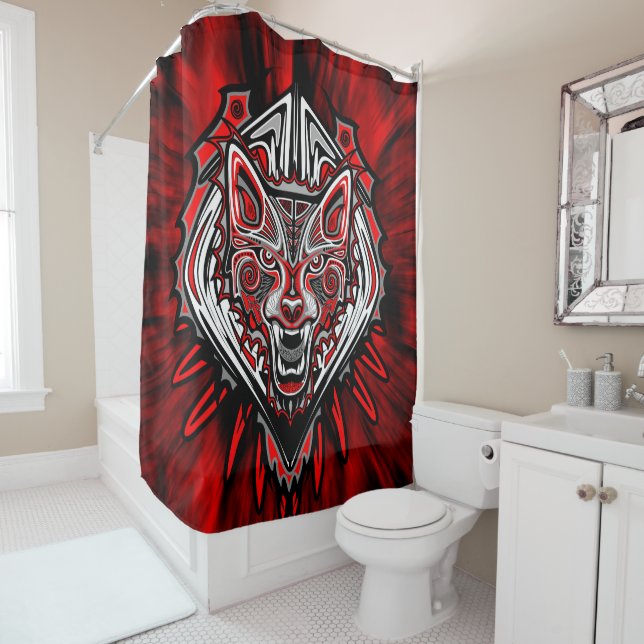 Wolf-Haida-Stammes-Totem-Design Duschvorhang (Beispiel)