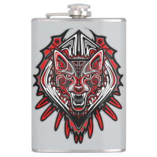 Wolf-Haida-Stammes-Totem-Design Flachmann