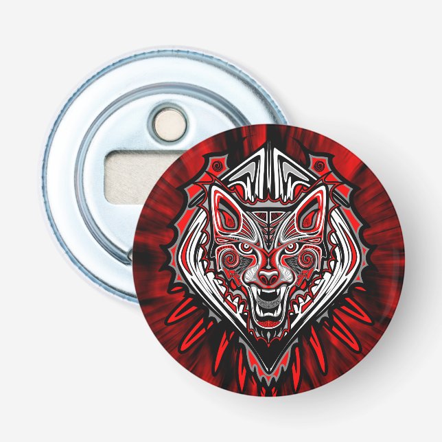 Wolf-Haida-Stammes-Totem-Design Flaschenöffner (Vorderseite)