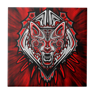 Wolf Haida Stammes-Totem-Design Fliese