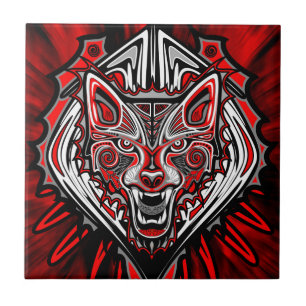 Wolf-Haida-Stammes-Totem-Design Fliese