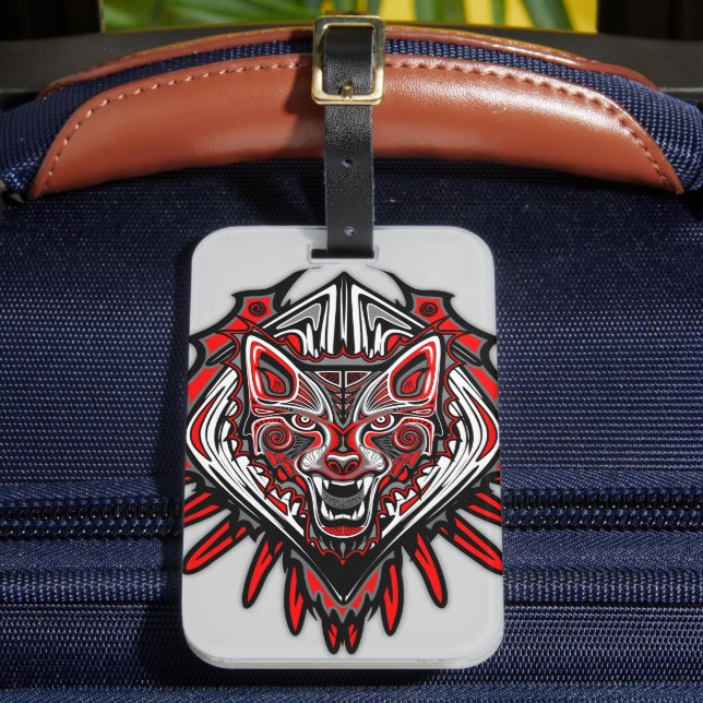 Wolf Haida-Stammes-Totem-Design Gepäckanhänger (Vorderseite Insitu 2)