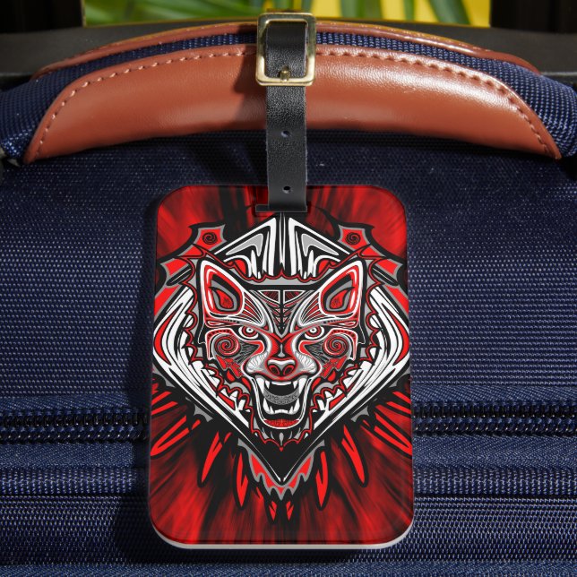 Wolf-Haida-Stammes-Totem-Design Gepäckanhänger (Vorderseite Insitu 2)