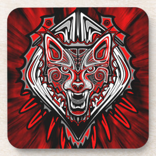 Wolf-Haida-Stammes-Totem-Design Getränkeuntersetzer