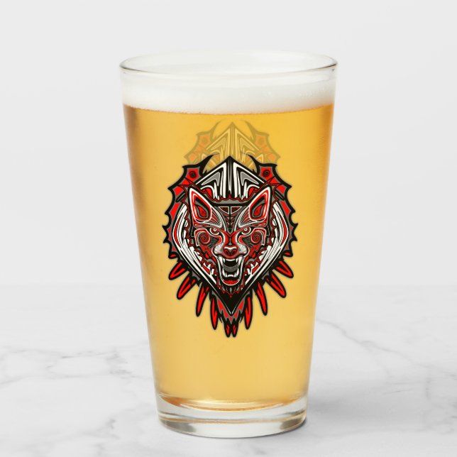 Wolf Haida-Stammes-Totem-Design Glas (Vorne (Gefüllt))