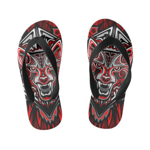 Wolf Haida-Stammes-Totem-Design Kinderbadesandalen