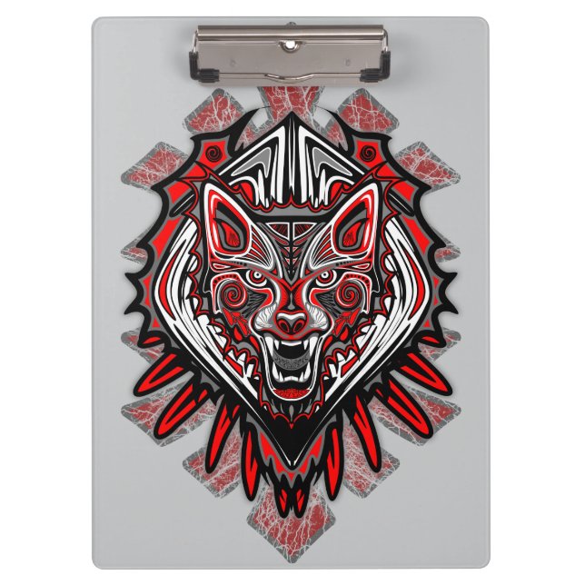 Wolf-Haida-Stammes-Totem-Design Klemmbrett (Vorderseite)
