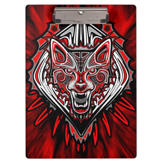 Wolf-Haida-Stammes-Totem-Design Klemmbrett (Vorderseite)
