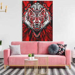 Wolf-Haida-Stammes-Totem-Design Leinwanddruck