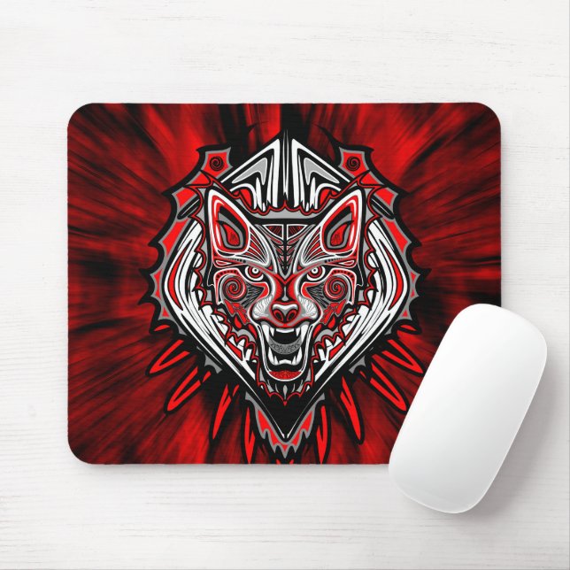Wolf-Haida-Stammes-Totem-Design Mousepad (Mit Mouse)