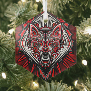 Wolf-Haida-Stammes-Totem-Design Ornament Aus Glas