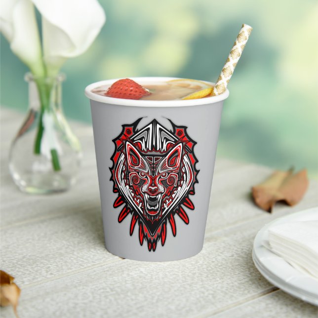 Wolf-Haida-Stammes-Totem-Design Pappbecher (In Situ)