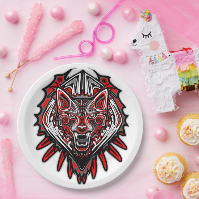 Wolf-Haida-Stammes-Totem-Design Pappteller (Party)