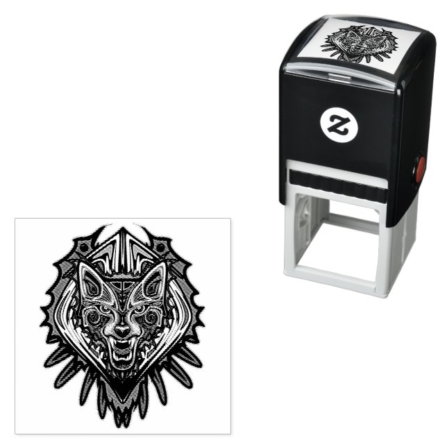 Wolf Haida-Stammes-Totem-Design Permastempel (Beispiel)
