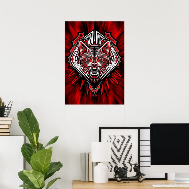 Wolf Haida-Stammes-Totem-Design Poster (Heimbüro)