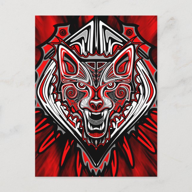 Wolf-Haida-Stammes-Totem-Design Postkarte (Vorderseite)