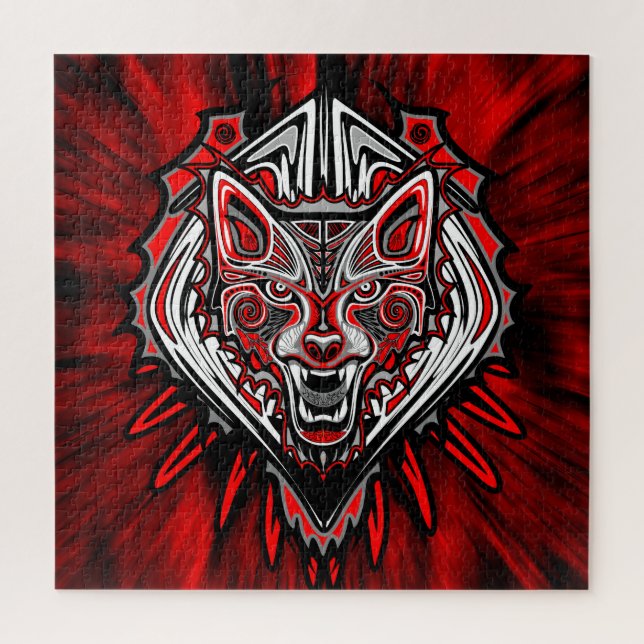 Wolf-Haida-Stammes-Totem-Design Puzzle (Vertikal)
