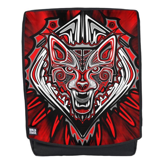 Wolf Haida-Stammes-Totem-Design Rucksack (Vorderseite)